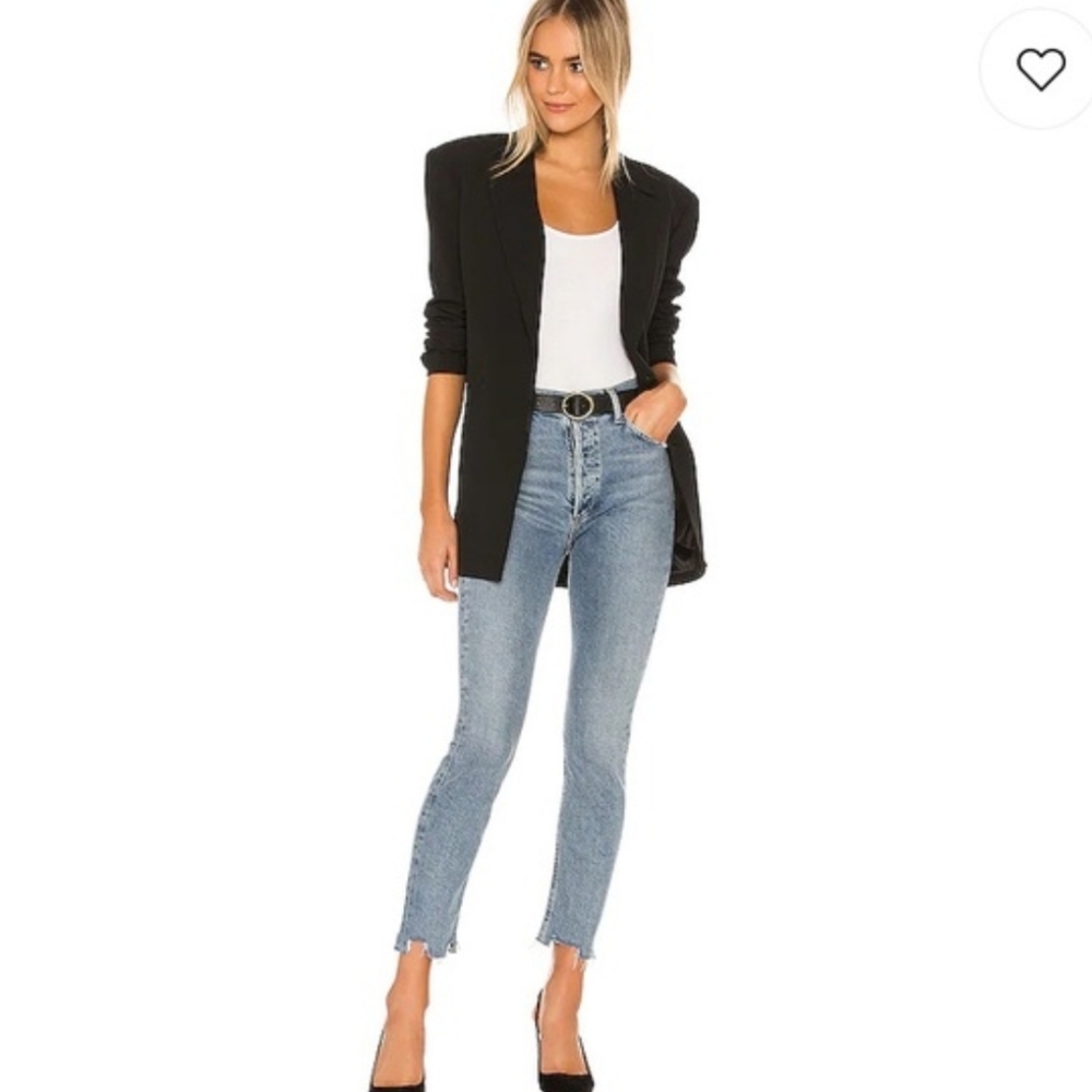 Agolde Nico Distressed Button Fly Skinny Jeans